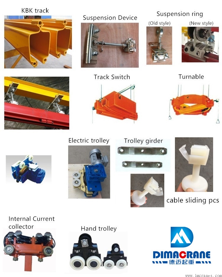 250kg KBK single beam overhead cranes